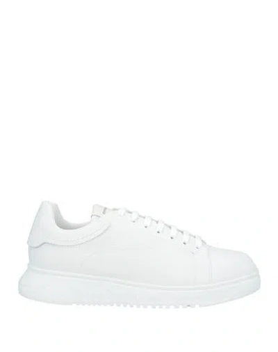 Emporio Armani Man Sneakers White Size 13 Leather