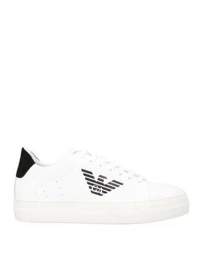 Emporio Armani Man Sneakers White Size 8.5 Leather