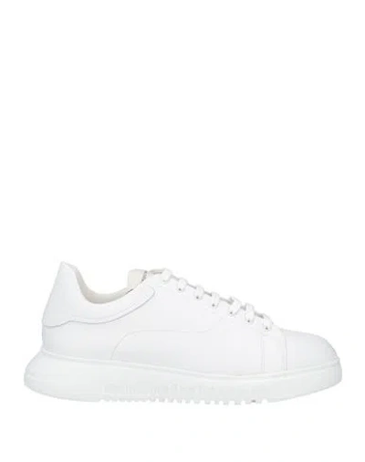 Emporio Armani Man Sneakers White Size 9 Calfskin
