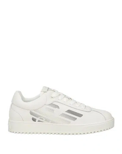 Emporio Armani Man Sneakers White Size 8.5 Cow Leather, Polyester