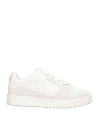 Emporio Armani Man Sneakers White Size 9 Cow Leather, Polyester