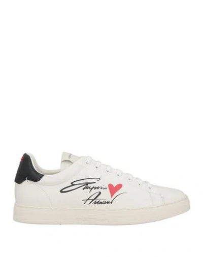 Emporio Armani Man Sneakers White Size 9 Leather