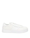 Emporio Armani Man Sneakers White Size 9 Leather, Textile Fibers In White