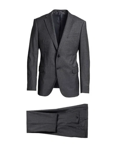 Emporio Armani Man Suit Charcoal Size 42 Virgin Wool, Elastane In Gray