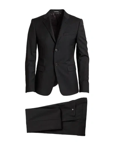 Emporio Armani Man Suit Charcoal Size 48 Virgin Wool In Black