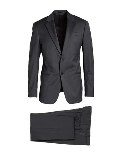 Emporio Armani Man Suit Charcoal Size 48 Wool, Elastane In Grey