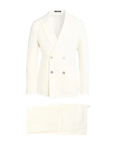 Emporio Armani Man Suit Ivory Size 46 Linen In White