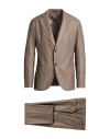 Emporio Armani Man Suit Khaki Size 48 Virgin Wool, Viscose, Polyamide In Brown