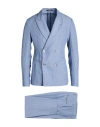 Emporio Armani Man Suit Light Blue Size 40 Viscose, Linen In Blue