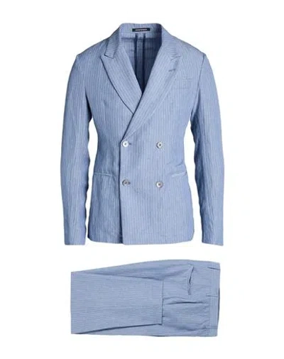 Emporio Armani Man Suit Light Blue Size 40 Viscose, Linen