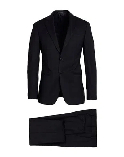 Emporio Armani Man Suit Midnight Blue Size 36 Virgin Wool In Black