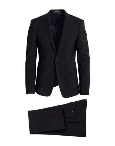 Emporio Armani Man Suit Midnight Blue Size 48 Virgin Wool In Black