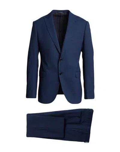 Emporio Armani Man Suit Navy Size 42 Wool, Polyester, Elastane In Blue