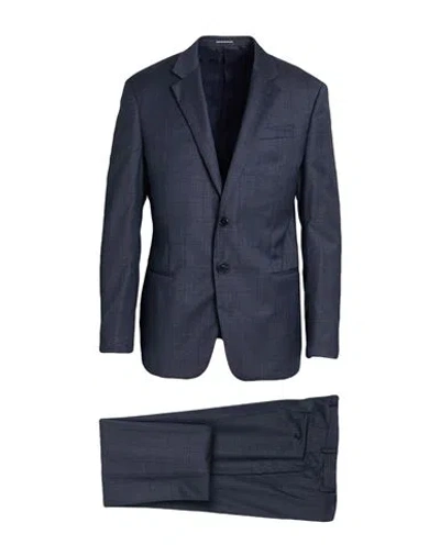 Emporio Armani Man Suit Navy Size 46 Virgin Wool, Elastane In Blue