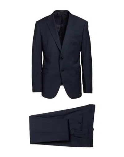 Emporio Armani Man Suit Navy Size 46 Virgin Wool, Elastane In Blue