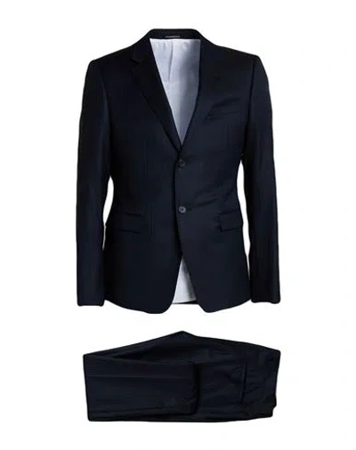 Emporio Armani Man Suit Navy Size 48 Virgin Wool, Silk In Blue
