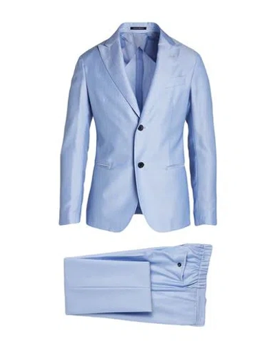 Emporio Armani Man Suit Sky Blue Size 46 Virgin Wool, Lyocell