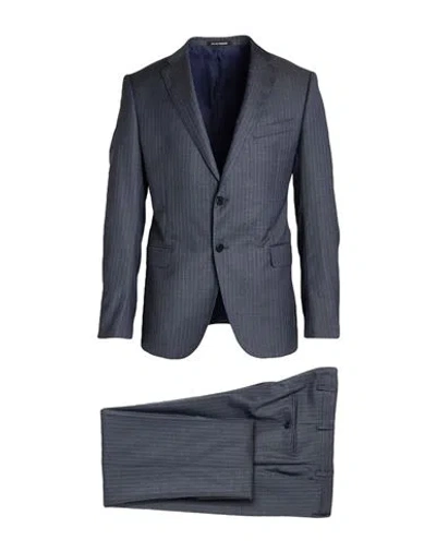 Emporio Armani Man Suit Slate Blue Size 48 Virgin Wool