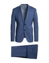 Emporio Armani Man Suit Slate Blue Size 50 Virgin Wool In Blue