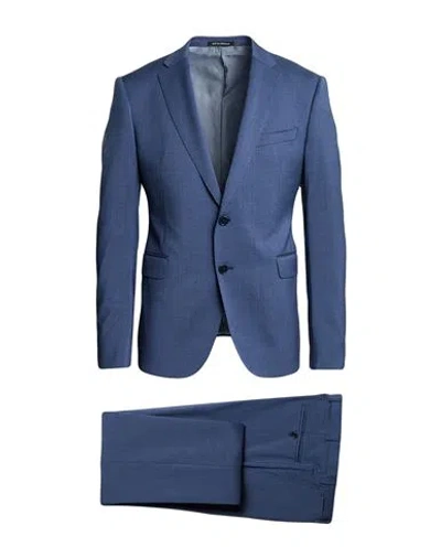 Emporio Armani Man Suit Slate Blue Size 50 Virgin Wool