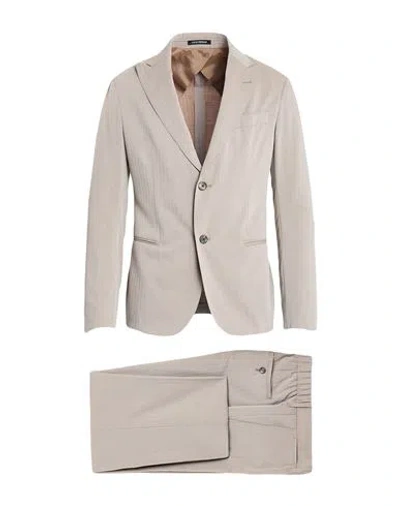 Emporio Armani Man Suit Taupe Size 48 Virgin Wool, Cotton In Grey