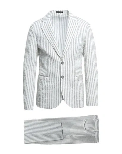 Emporio Armani Man Suit White Size 42 Cotton, Viscose, Linen, Silk