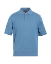 Emporio Armani Man Sweater Azure Size L Cotton In Blue