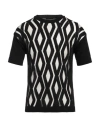 Emporio Armani Man Sweater Black Size M Cotton, Polyester In Black