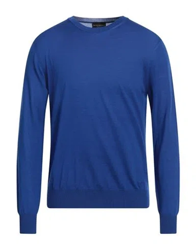 Emporio Armani Man Sweater Blue Size 44 Virgin Wool