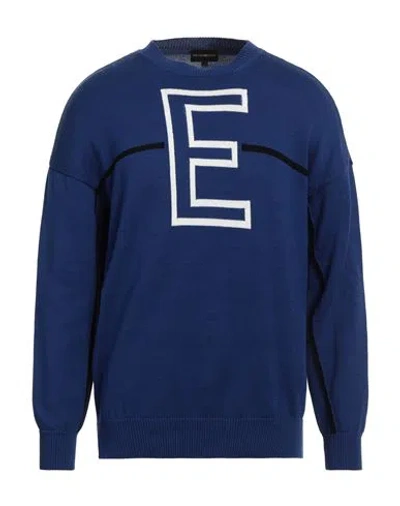 Emporio Armani Man Sweater Blue Size L Cotton
