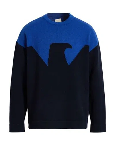 Emporio Armani Man Sweater Blue Size L Wool, Polyamide