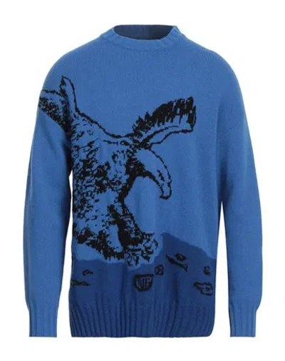 Emporio Armani Man Sweater Blue Size M Wool, Polyamide