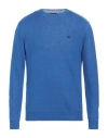 Emporio Armani Man Sweater Bright Blue Size L Linen