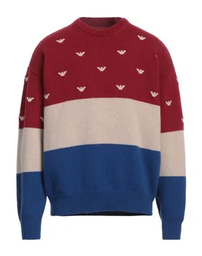 Emporio Armani Man Sweater Burgundy Size L Wool, Polyamide In Red