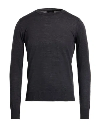 Emporio Armani Man Sweater Charcoal Size 36 Virgin Wool In Black