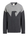 Emporio Armani Man Sweater Charcoal Size L Wool, Polyamide In Gray