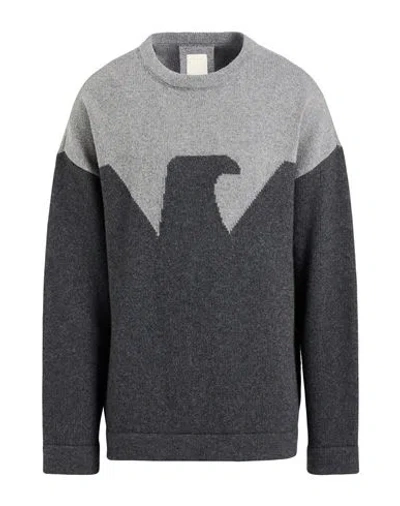 Emporio Armani Man Sweater Charcoal Size L Wool, Polyamide In Gray