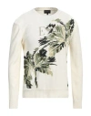 Emporio Armani Man Sweater Cream Size L Cotton In White