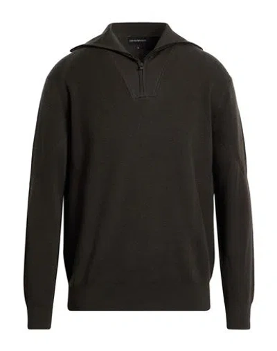 Emporio Armani Man Sweater Dark Brown Size L Virgin Wool, Polyamide, Elastane