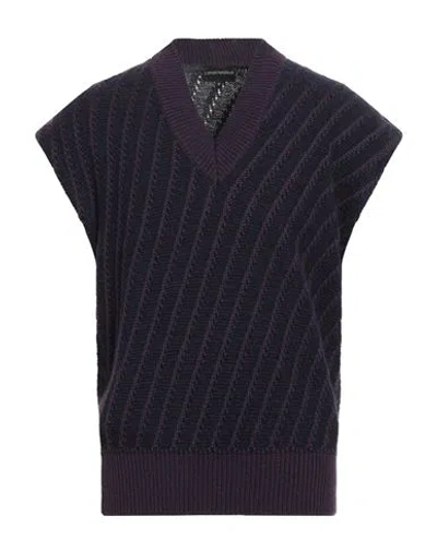 Emporio Armani Man Sweater Dark Purple Size L Wool, Acrylic, Polyamide, Alpaca Wool, Virgin Wool In Blue