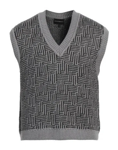Emporio Armani Man Sweater Grey Size L Virgin Wool, Acrylic