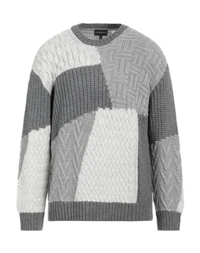 Emporio Armani Man Sweater Grey Size Xl Virgin Wool, Acrylic