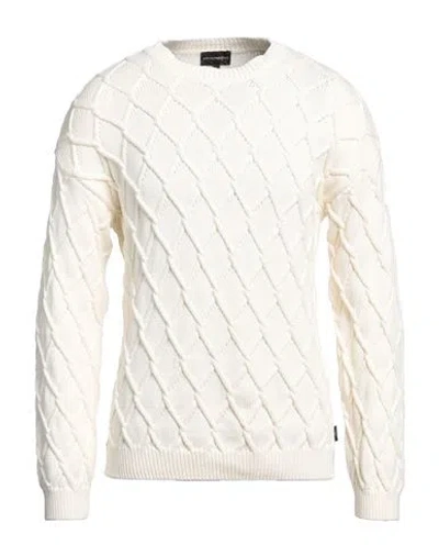 Emporio Armani Man Sweater Ivory Size L Cotton In White