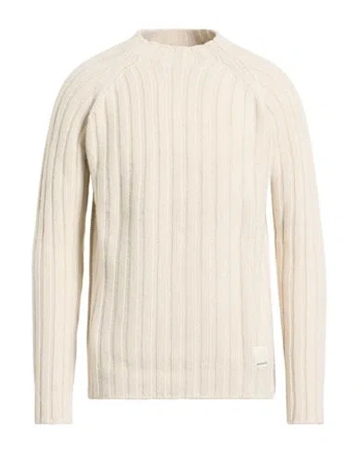 Emporio Armani Man Sweater Ivory Size L Wool, Viscose, Polyamide, Cashmere In Neutral