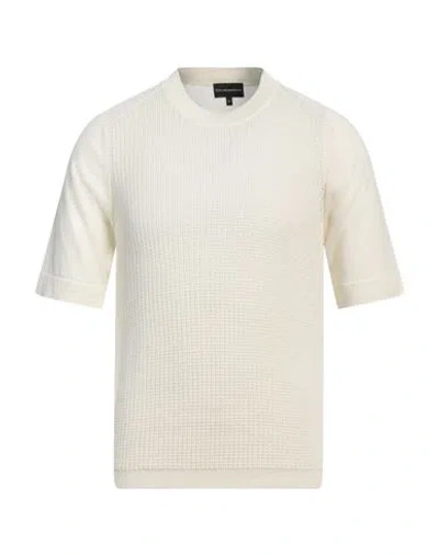 Emporio Armani Man Sweater Ivory Size L Cotton In White