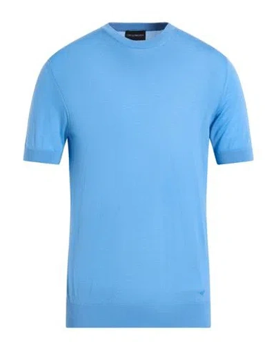 Emporio Armani Man Sweater Light Blue Size L Virgin Wool