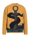 Emporio Armani Man Sweater Marigold Size L Wool, Polyamide In Yellow