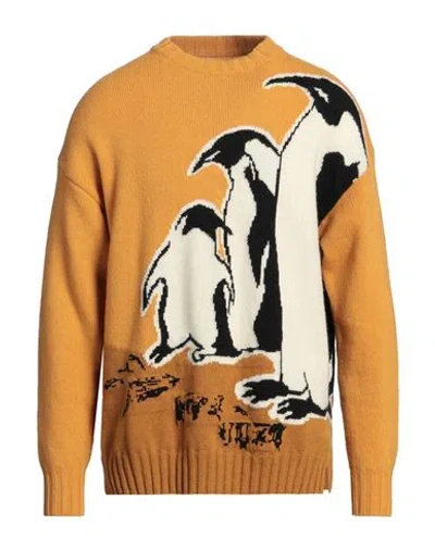 Emporio Armani Man Sweater Marigold Size L Wool, Polyamide In Yellow