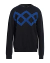 Emporio Armani Man Sweater Midnight Blue Size M Virgin Wool, Acrylic, Cotton, Viscose In Blue