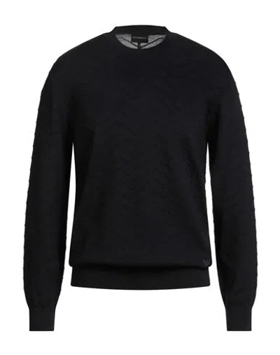 Emporio Armani Man Sweater Midnight Blue Size L Virgin Wool, Polyamide, Elastane